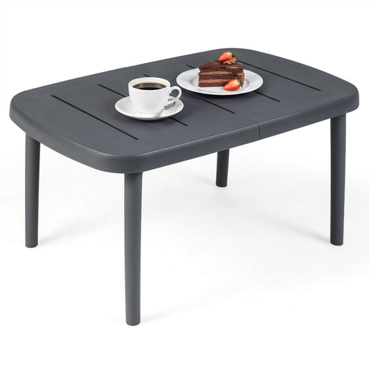 Rectangular Patio Storage Side Table, Aluminum Alloy Rods, Gray Patio Coffee Tables Gray at Gallery Canada