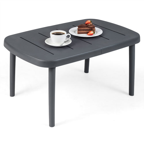 Rectangular Patio Storage Side Table, Aluminum Alloy Rods, Gray