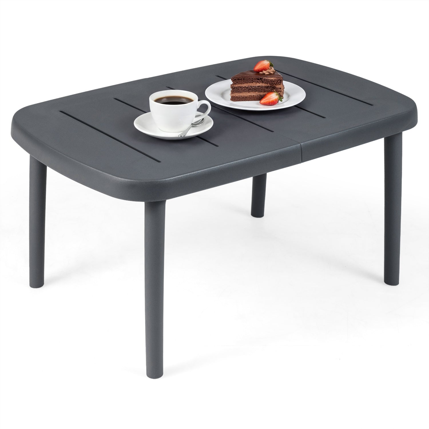 Rectangular Patio Storage Side Table, Aluminum Alloy Rods, Gray Patio Coffee Tables at Gallery Canada