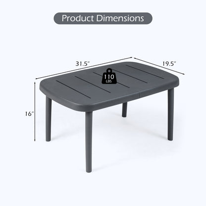 Rectangular Patio Storage Side Table, Aluminum Alloy Rods, Gray Patio Coffee Tables at Gallery Canada