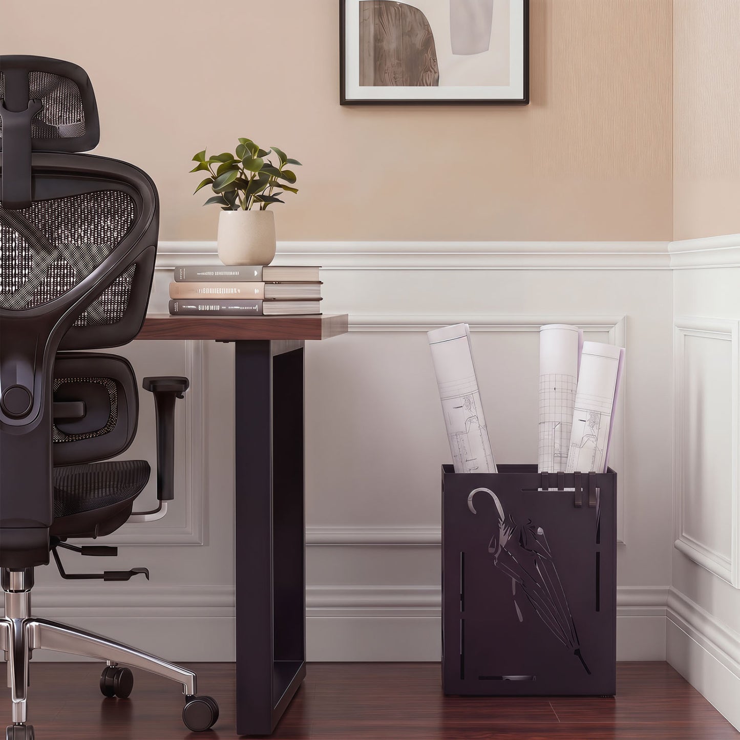 Rectangular Umbrella Holder Rack with Removable Drip Tray, Black Shoe Racks & Storage Benches at Gallery Canada