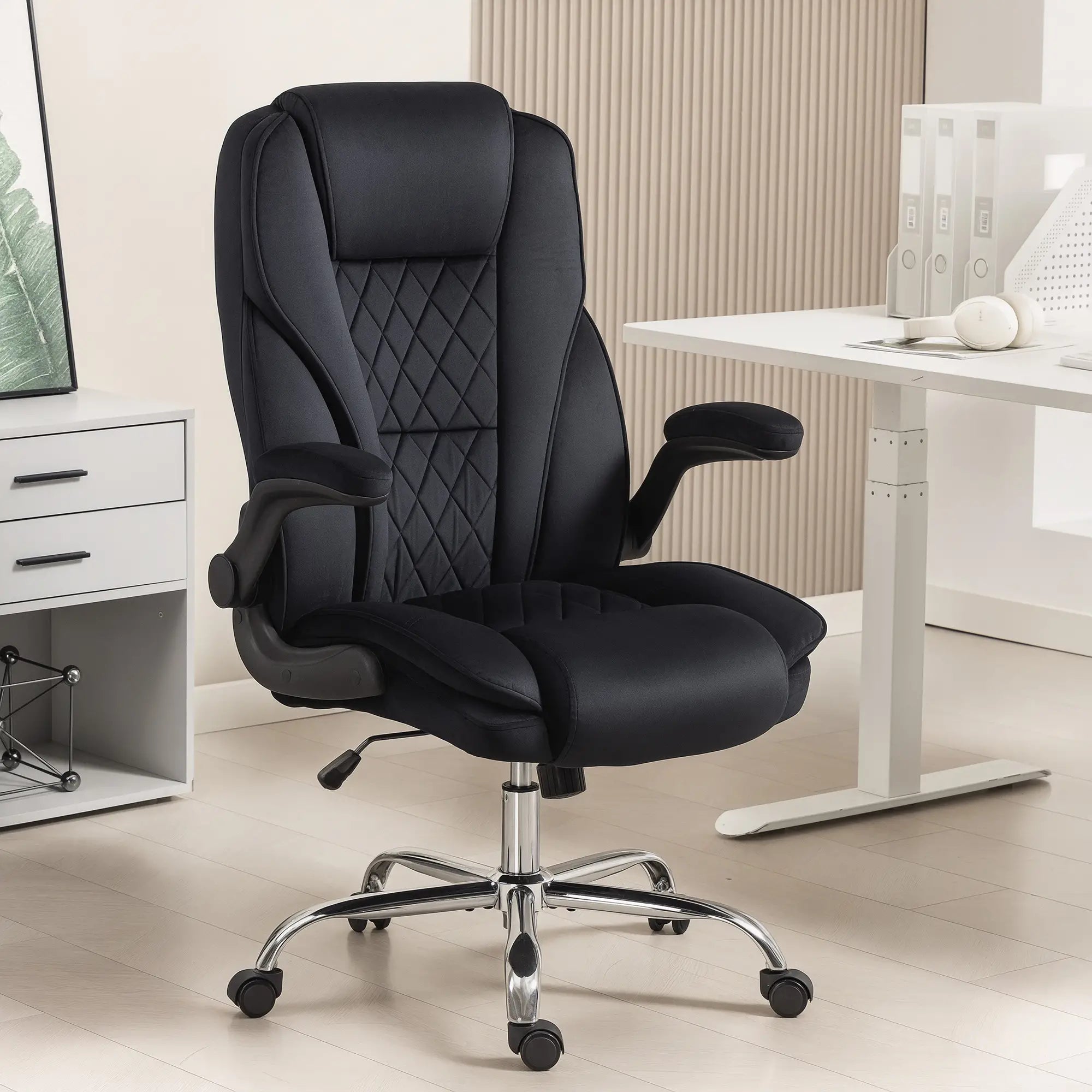 Executive Office Chair, Flip-Up Armrest, Diamond Fabric, Black Executive & Manager Chairs at Gallery Canada