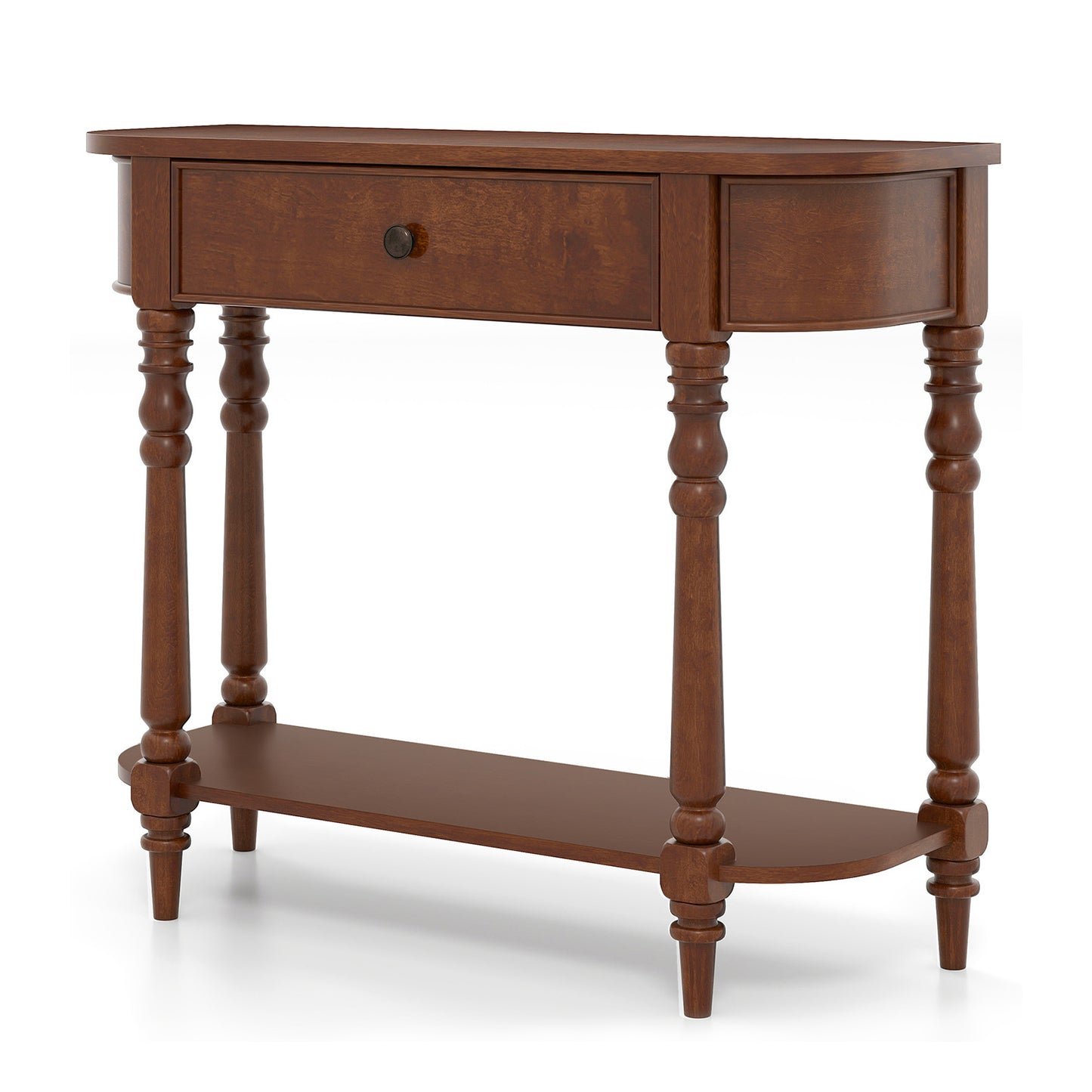 Retro Console Table, 36"L Wooden 2-Tier Narrow, Brown Console Tables at Gallery Canada