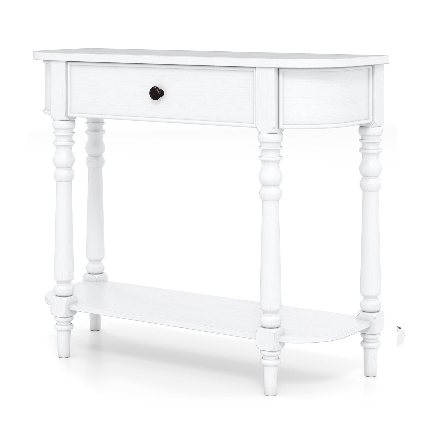 Retro Console Table 36"L Wooden 2-Tier Narrow Behind Couch Foyer Table, White Console Tables at Gallery Canada