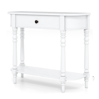 Retro Console Table 36"L Wooden 2-Tier Narrow Behind Couch Foyer Table, White Console Tables at Gallery Canada