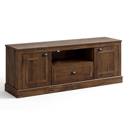 Retro Farmhouse TV Stand for 70 TVs, 2 Doors, Brown
