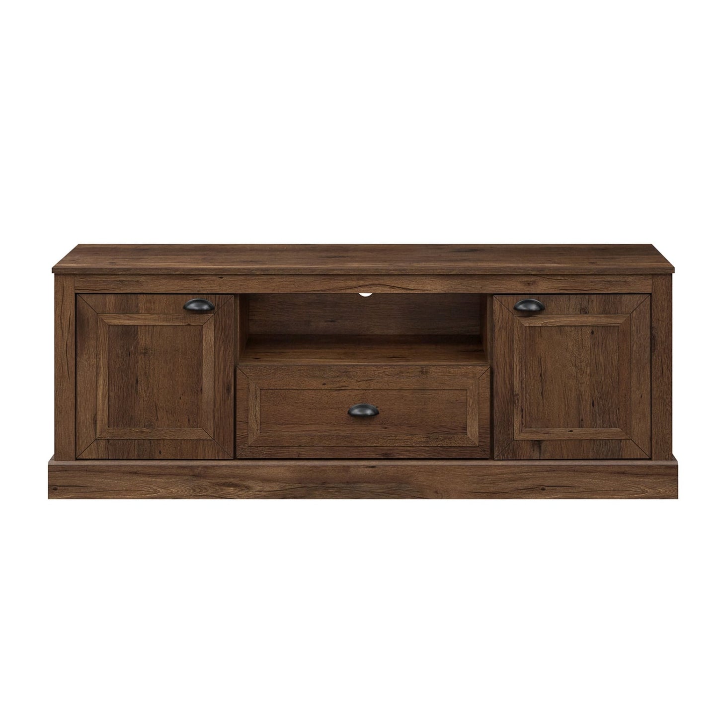 Retro Farmhouse TV Stand for 70 TVs, 2 Doors, Brown