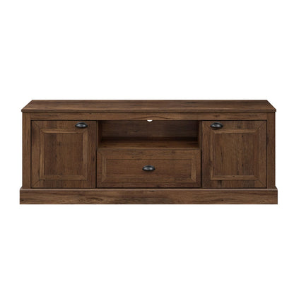 Retro Farmhouse TV Stand for 70 TVs, 2 Doors, Brown