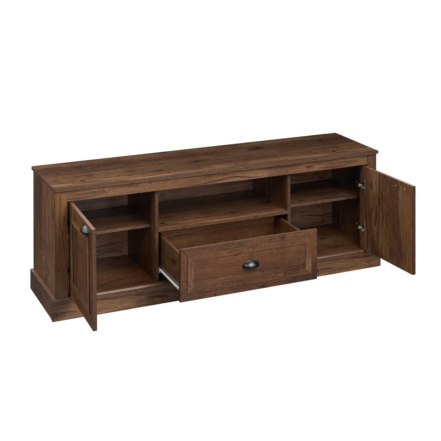 Retro Farmhouse TV Stand for 70 TVs, 2 Doors, Brown