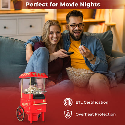 Retro Hot Air Popcorn Maker 1200W with Kernel Measuring Cup, Red Small Appliances at Gallery Canada