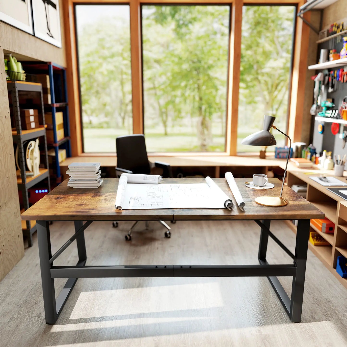 71 Inch Computer Desk, Home Office Study Table, Brown Writing Desks at Gallery Canada