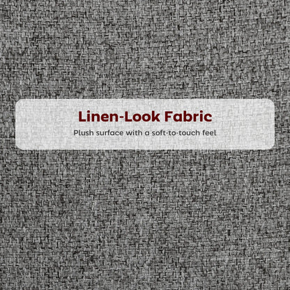 Set of 2 Counter Height Barstools, Upholstered Linen with Backrest, Dark Grey Bar Stools at Gallery Canada