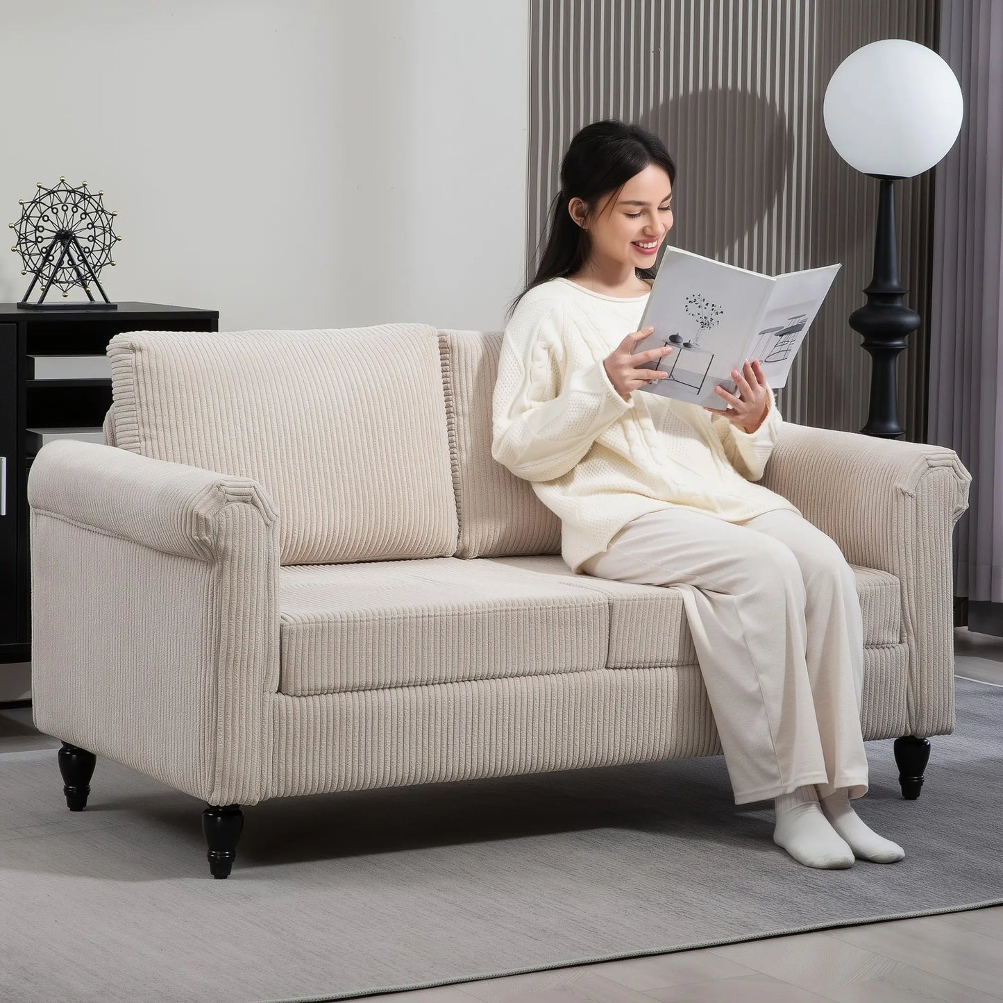 Vintage Loveseat, Upholstered 2 Seater Sofa, Beige 2-Seater Sofas at Gallery Canada