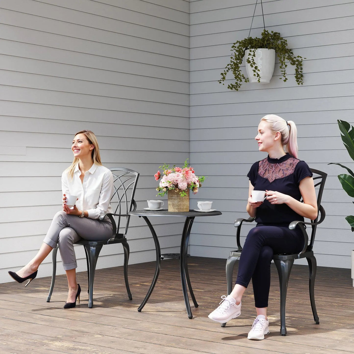 3 Pc Patio Bistro Set, Cast Aluminum, Coffee Table, 2 Armchairs, Brown Bistro Sets at Gallery Canada