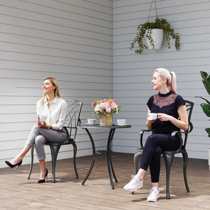 3 Pc Patio Bistro Set, Cast Aluminum, Coffee Table, 2 Armchairs, Brown Bistro Sets at Gallery Canada