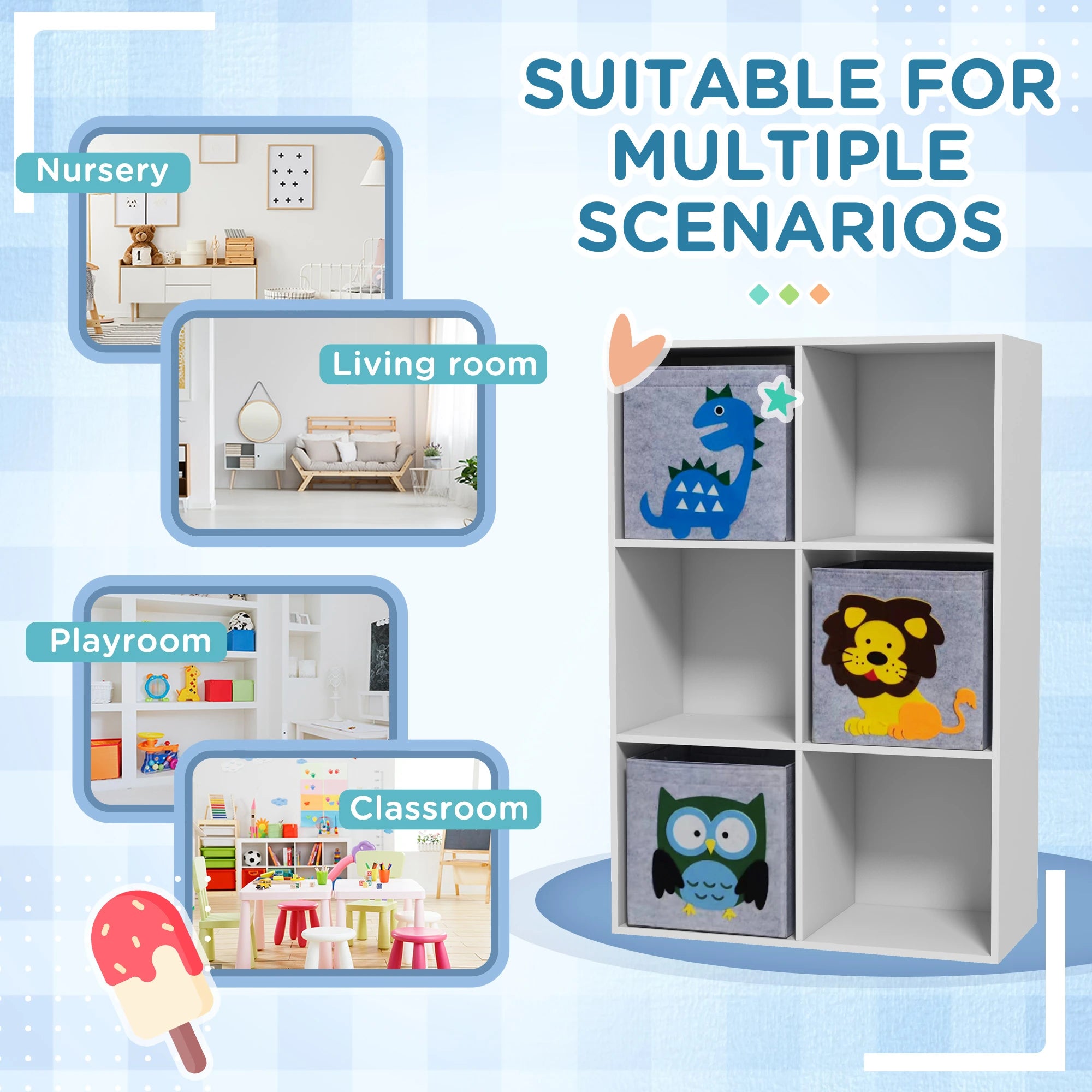 Toy Storage Organizer, 3 Nonwoven-Fabric Drawers, White Baby & Kids Storage at Gallery Canada
