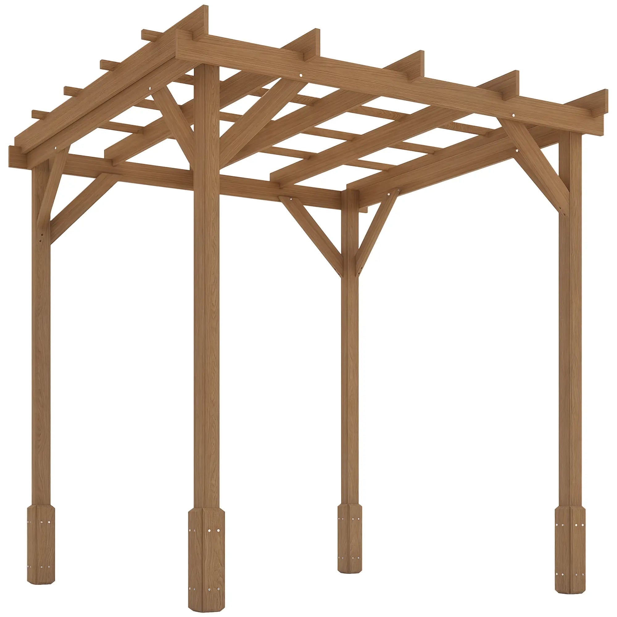 6.6' x 6.6' Wood Pergola, Outdoor Gazebo Grape Trellis, Dark Brown Pergolas at Gallery Canada
