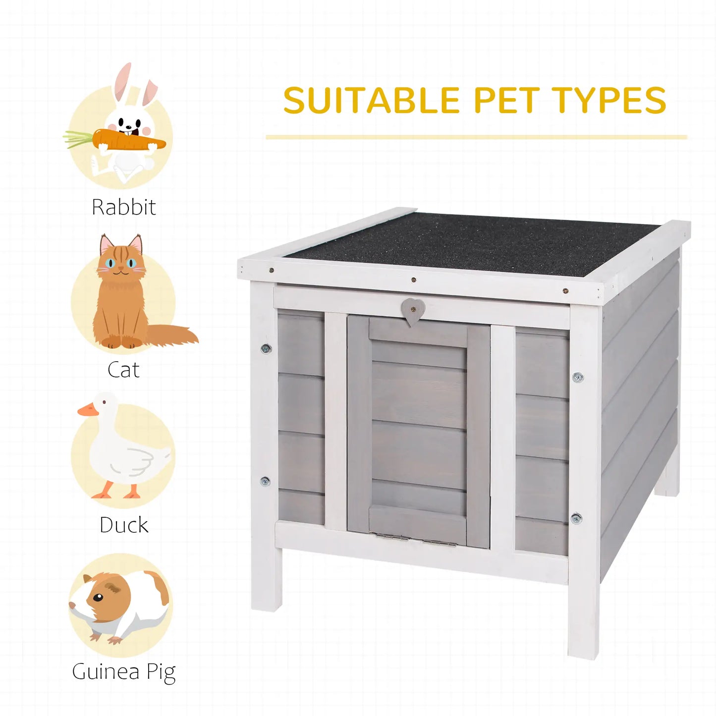 Wooden Rabbit Hutch, Bunny Cage, Outdoor Cat House, 20"x16.5"x17", Grey Rabbit Hutch at Gallery Canada