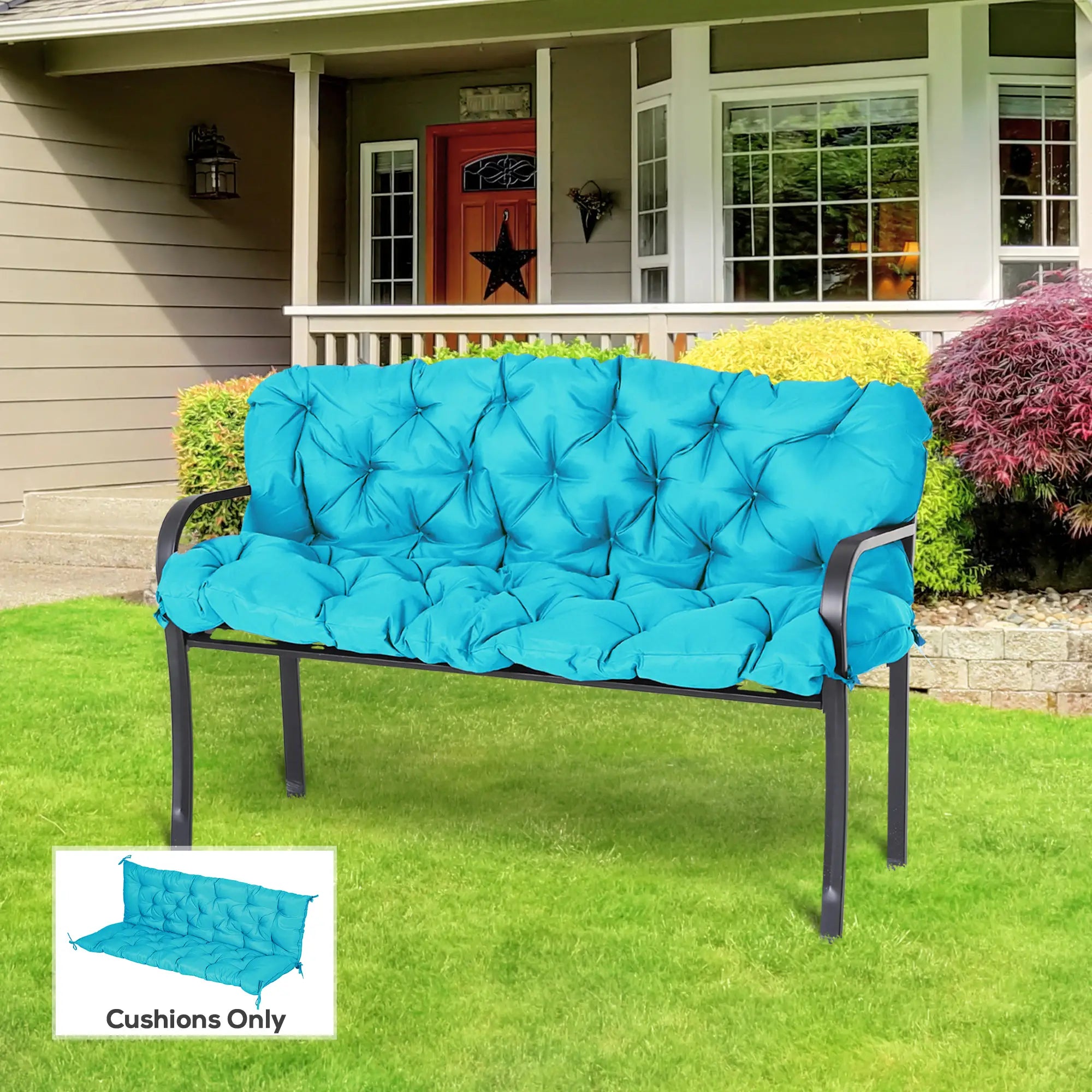 Porch Swing Cushion, Garden Bench Cushion with Backrest, Non-Slip 3-Seater, 59.1