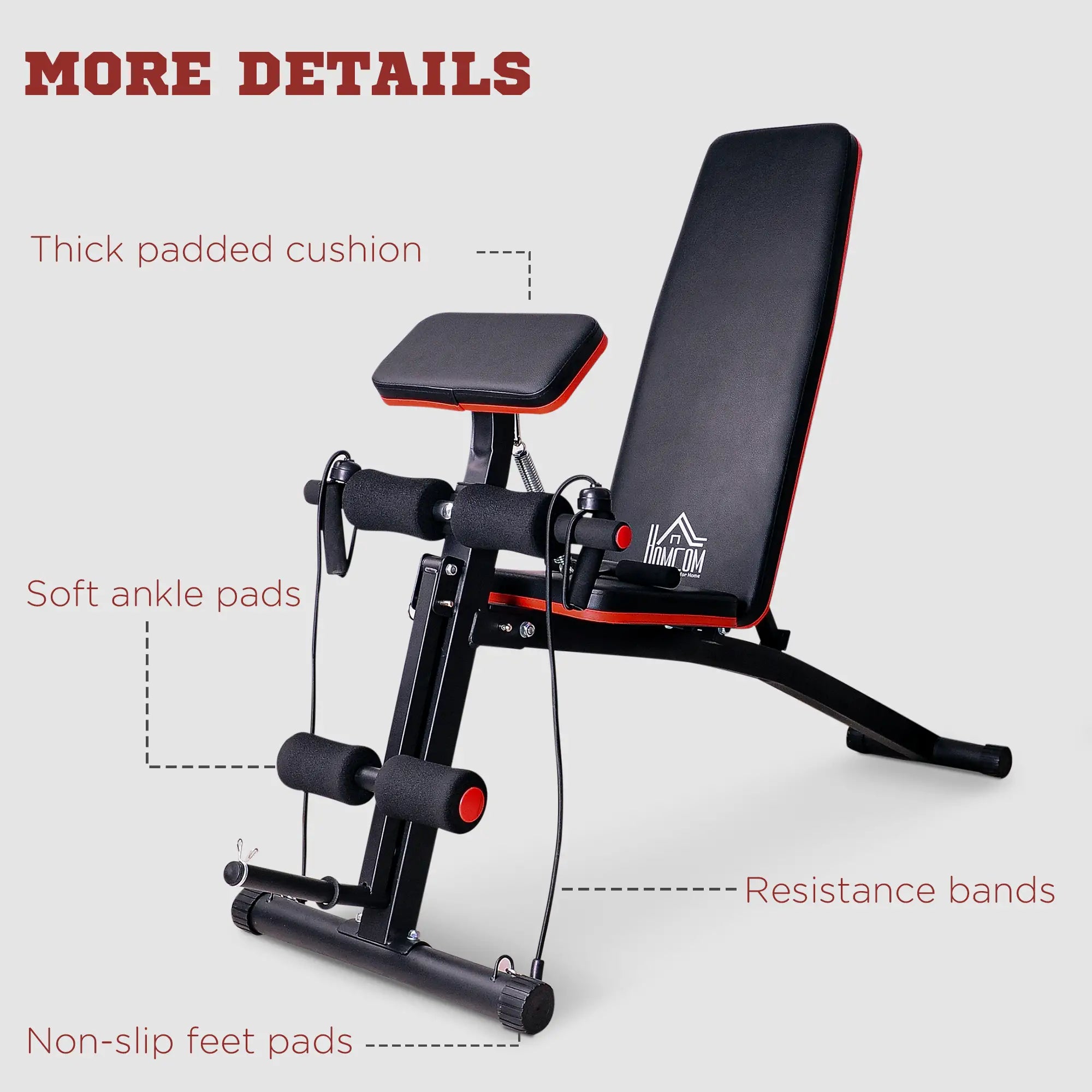 Foldable Adjustable Dumbbell Press Bench, Weight Training Gym Chair, Black & Red Weight Benches at Gallery Canada