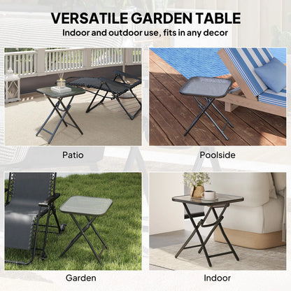 Folding Coffee Table, Tempered Glass Tabletop, Portable Bistro Table Patio Side Tables at Gallery Canada