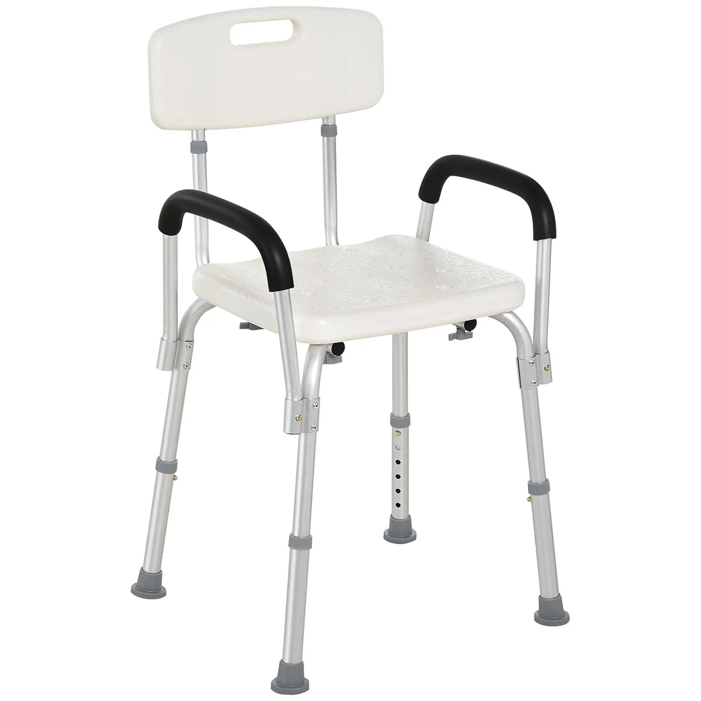 Adjustable Medical Shower Chair with Back, Padded Arms, Non Slip Tub Safety Seat Bath Chairs Cream at Gallery Canada
