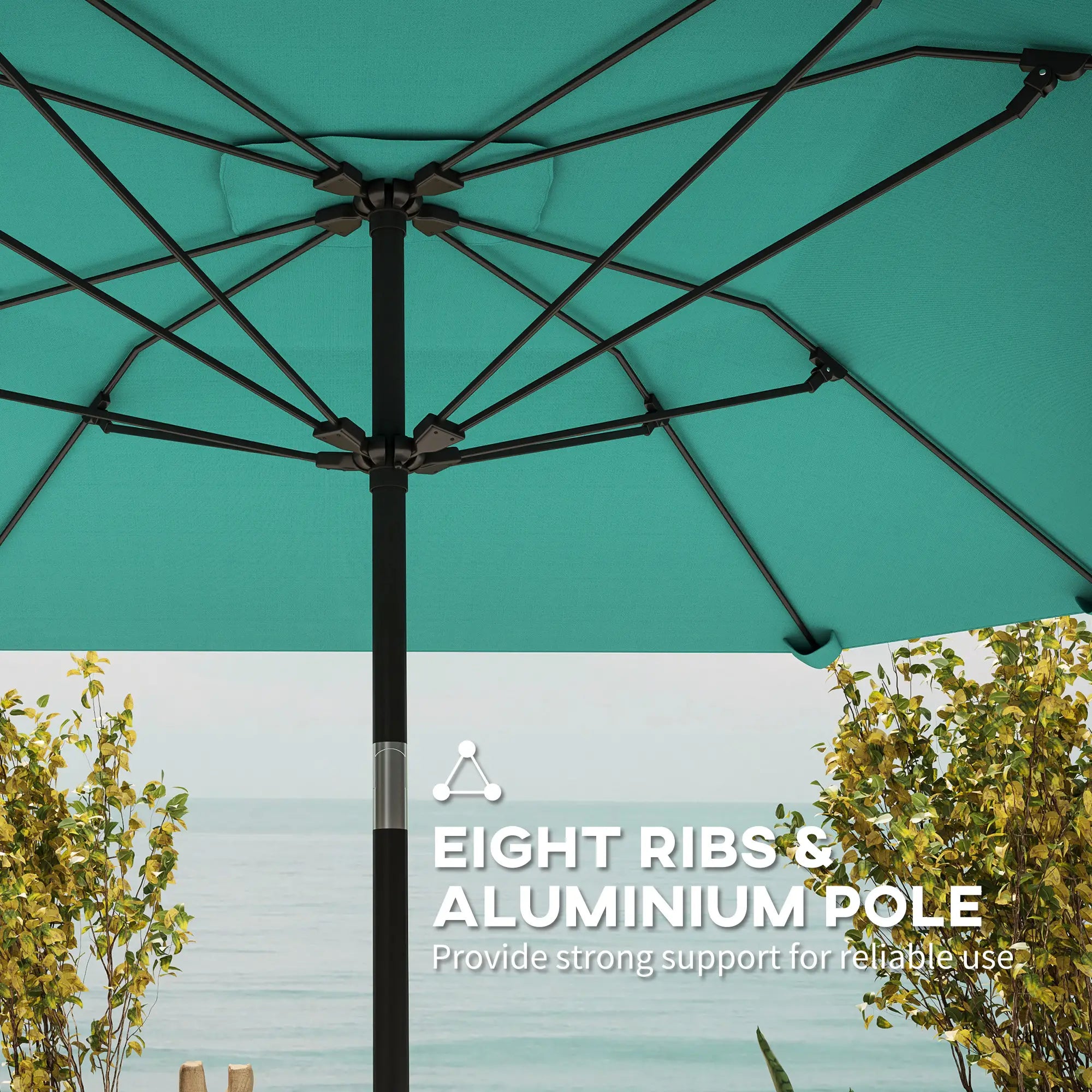 7.6FT Aluminum Patio Umbrella, 8 Ribs, Crank Tilt, Sky Blue Sun Umbrellas at Gallery Canada
