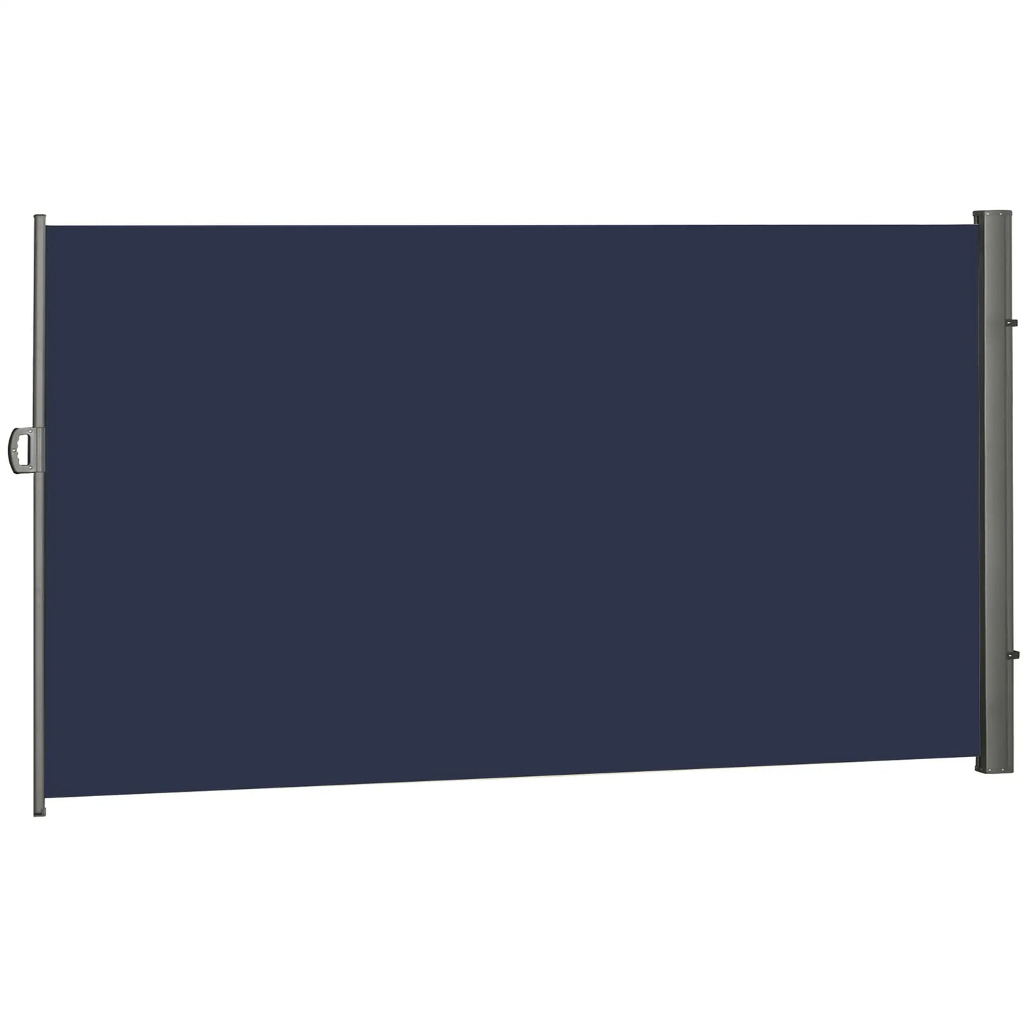 118" x 79" Outdoor Folding Privacy Screen, Retractable Side Awning, UV Wind Resistant, Dark Blue Side Awnings Grey Frame, Dark Blue Fabric at Gallery Canada