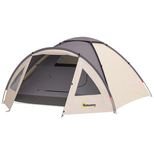 3 Person Camping Tent, Waterproof Dome, Bedroom, Porch, Khaki Camping Tents Khaki at Gallery Canada