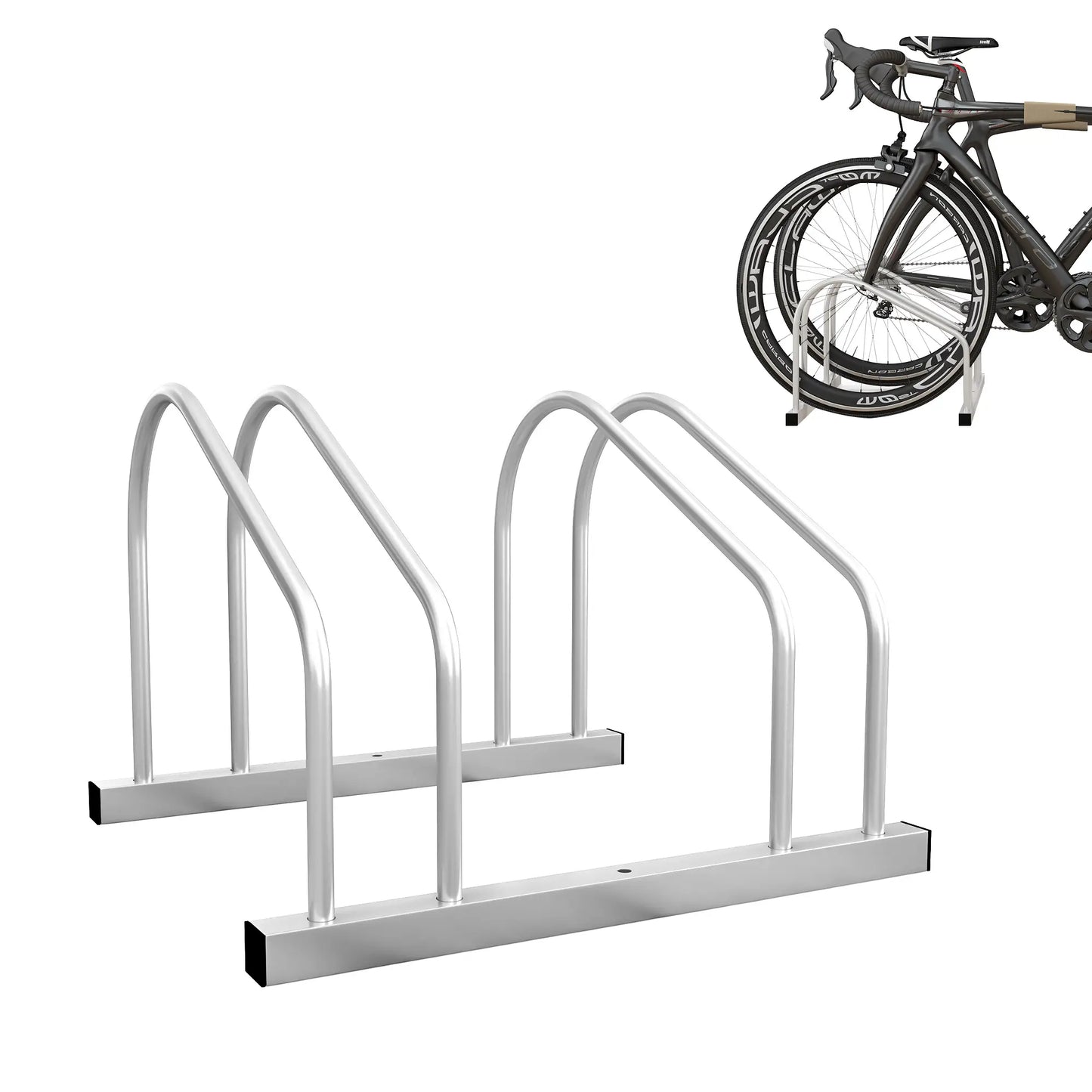 Porte-vélos ajustable pour 2 vélos, support en acier, organisateur de garage, argent