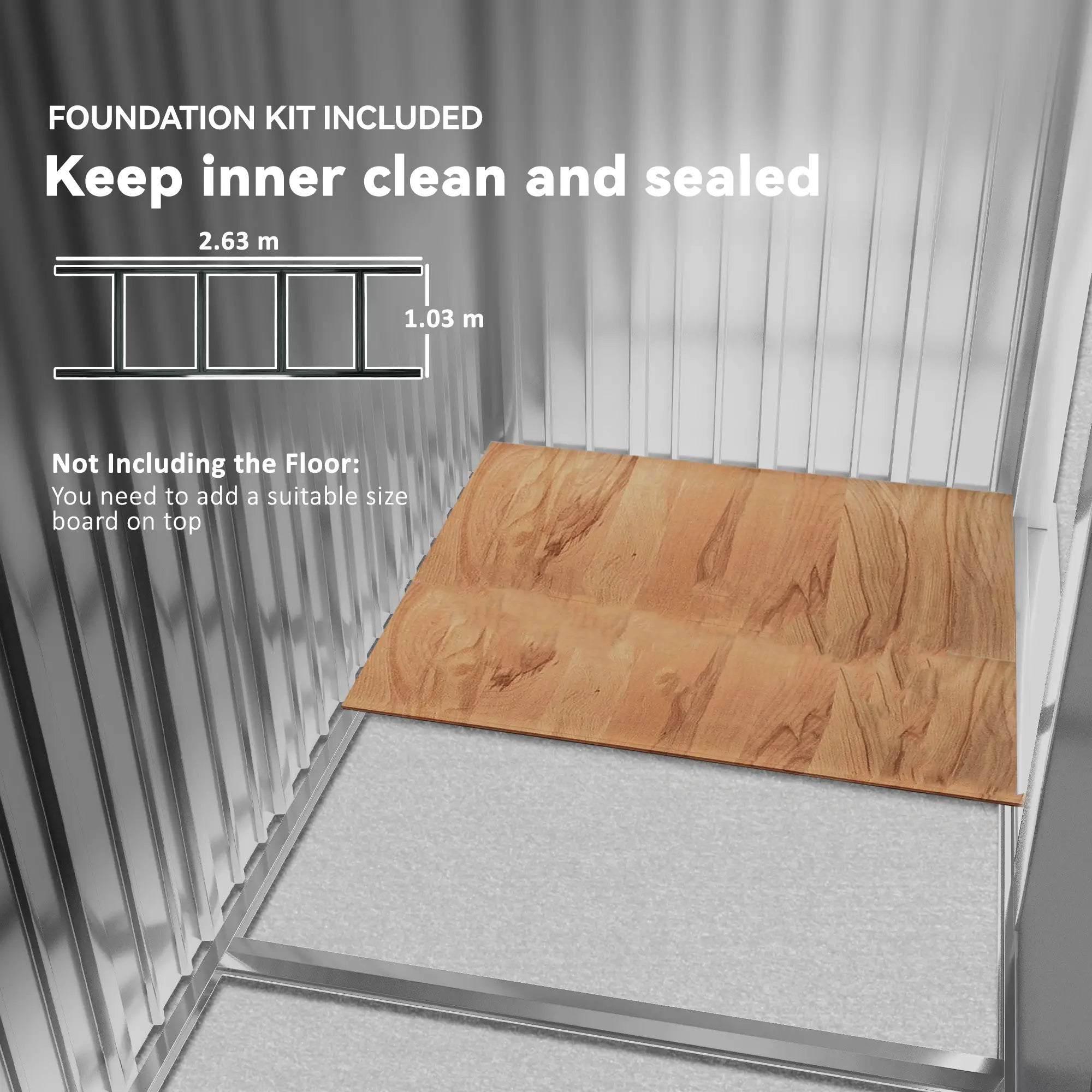 9x6 Galvanized Steel Garden Shed, Double Doors, Foundation Kit, Grey Sheds at Gallery Canada