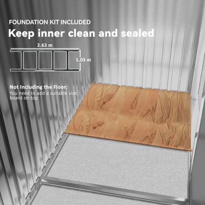 9x6 Galvanized Steel Garden Shed, Double Doors, Foundation Kit, Grey Sheds at Gallery Canada