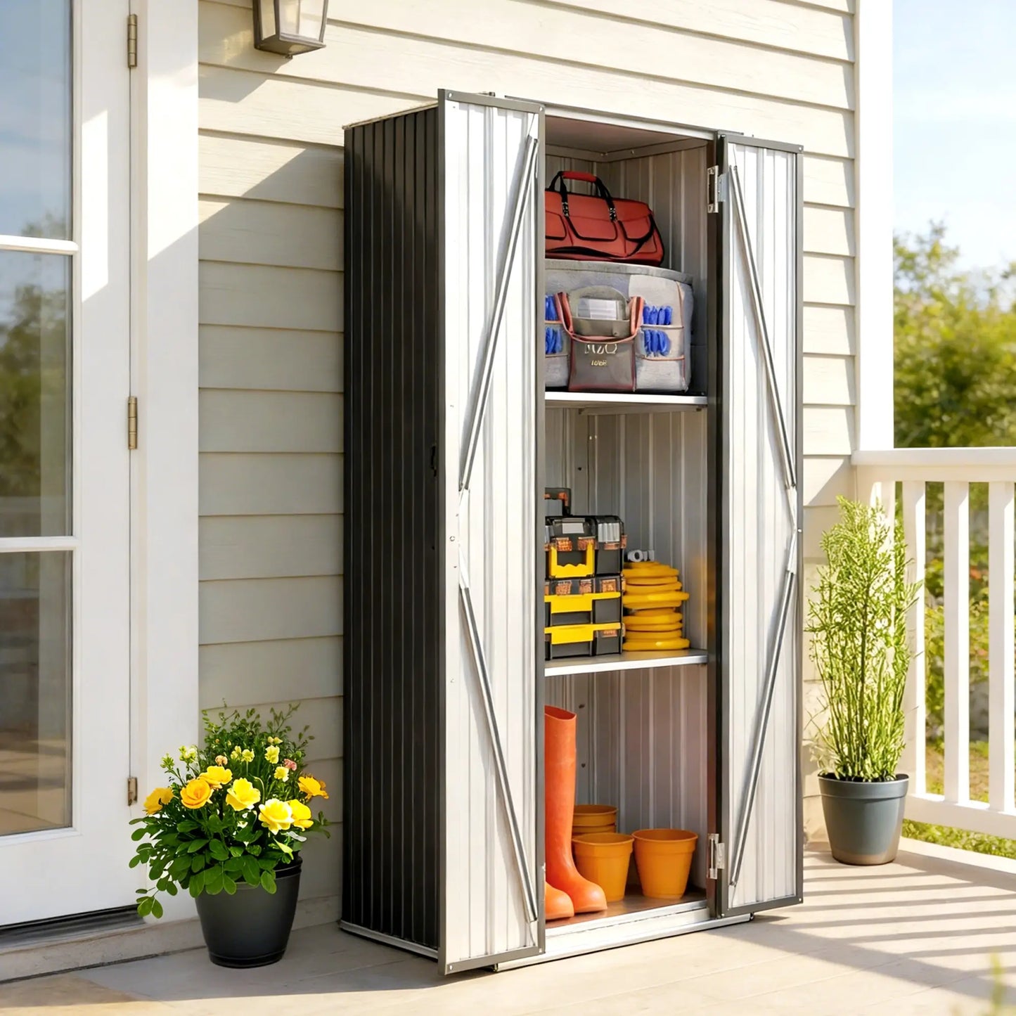 Outdoor Storage Shed, Adjustable Shelves, Metal Garden Shed, Double Doors Sheds at Gallery Canada