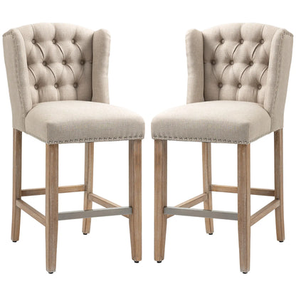 Counter Height Bar Stools Set of 2, Upholstered, Beige Bar Stools at Gallery Canada