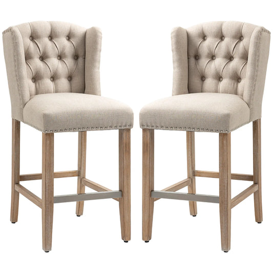 Counter Height Bar Stools Set of 2, Upholstered, Beige Bar Stools Beige at Gallery Canada
