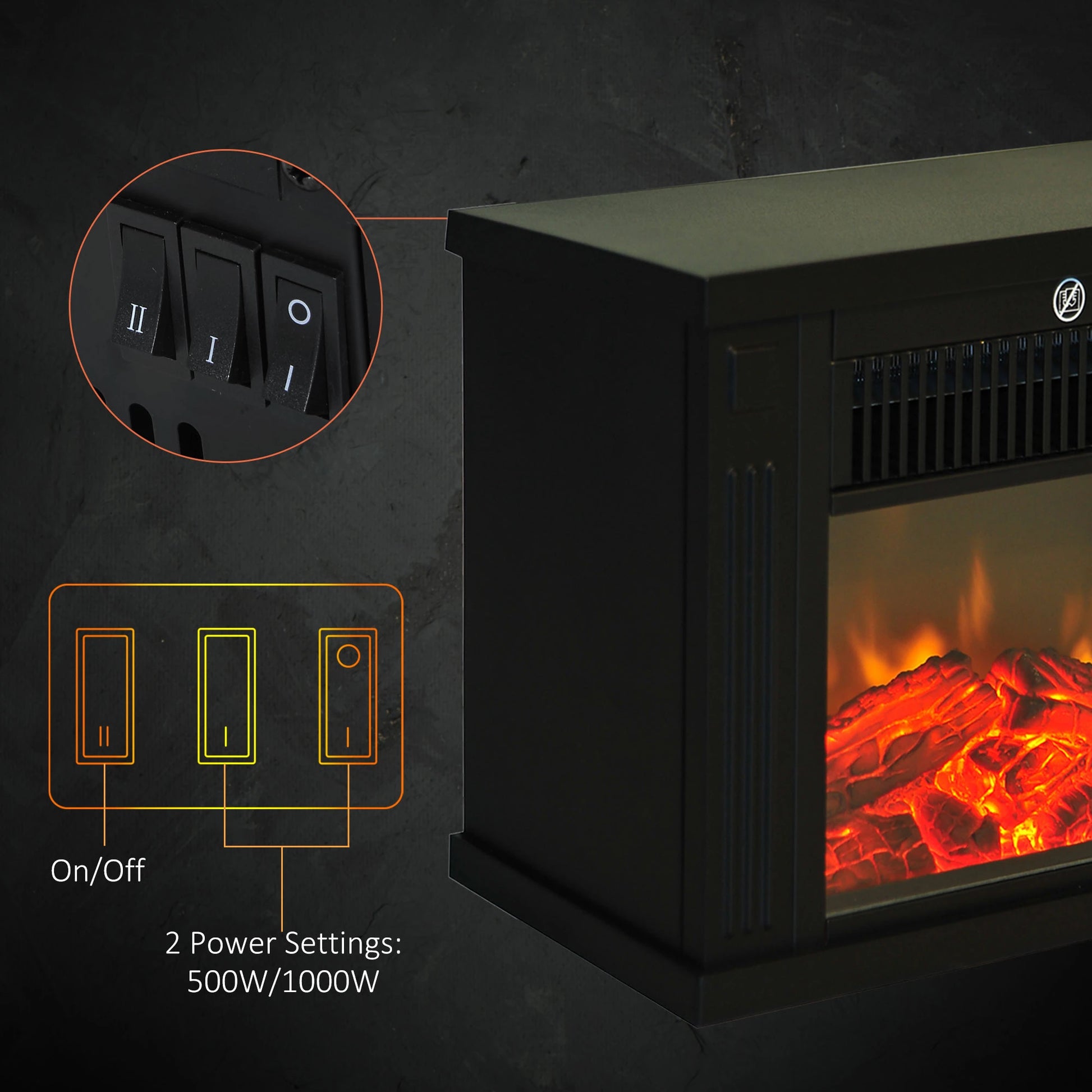 14" 1000W Mini Standing Electric Fireplace Heater, Black Electric Fireplaces at Gallery Canada