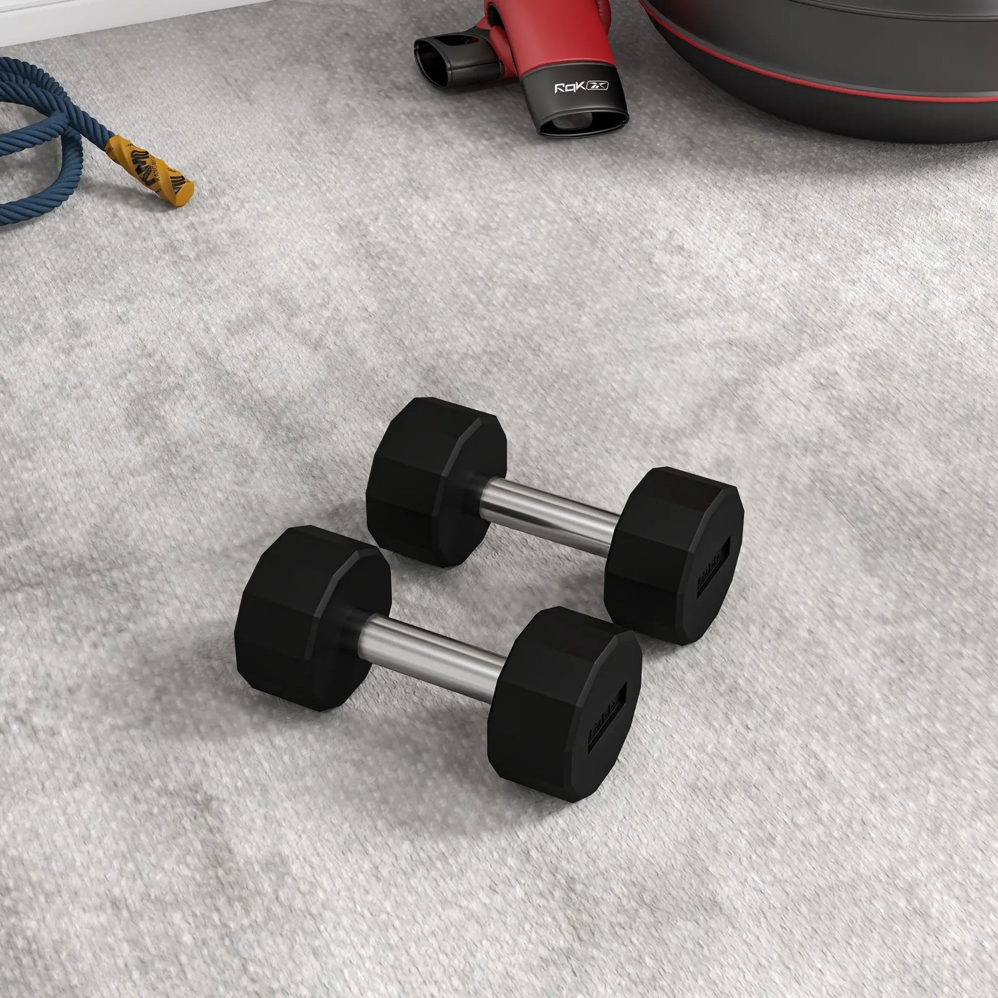 2 x 15lbs Dumbbells Set, Non-Slip Grip, Rubber Covered Weights Dumbbells & Barbells at Gallery Canada