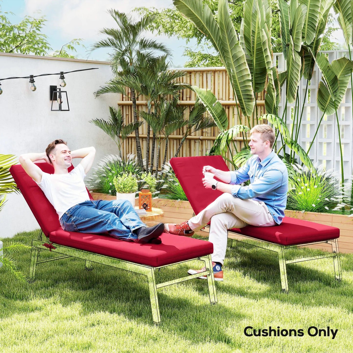 Patio Chair Cushion Set, 2-Piece, With Ties, Wine Red Patio Chair Cushions at Gallery Canada