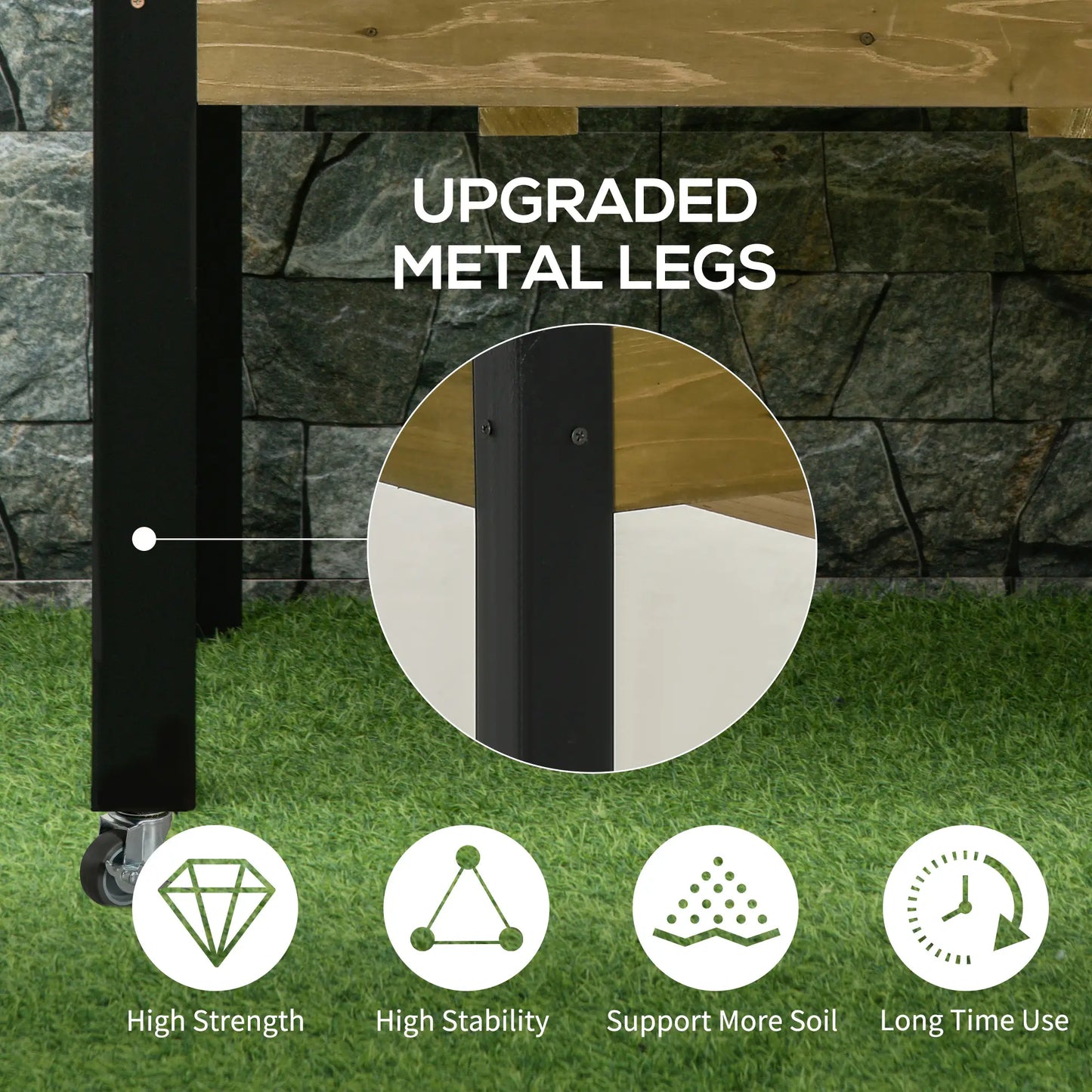 Elevated Planter Box with Legs, Lockable Wheels, Metal Legs, Non-Woven Fabric Elevated Garden Beds at Gallery Canada
