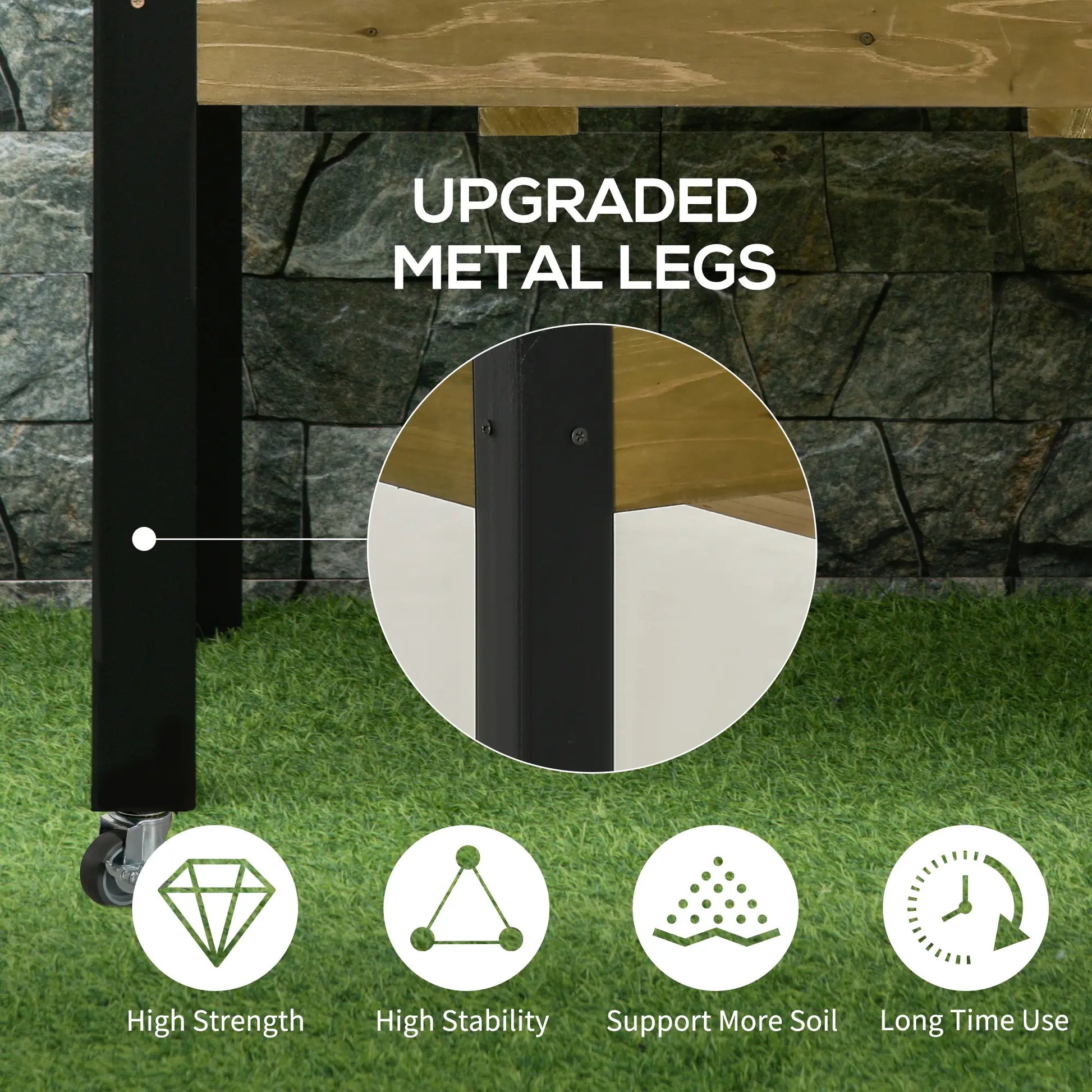 Elevated Planter Box with Legs, Lockable Wheels, Metal Legs, Non-Woven Fabric Elevated Garden Beds at Gallery Canada