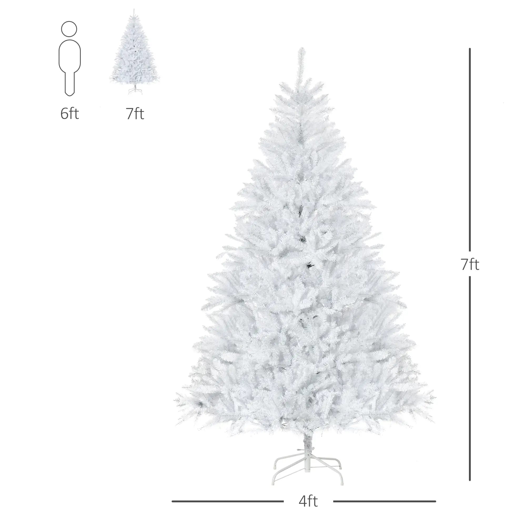 7FT Artificial Christmas Tree, Foldable Feet, Indoor, White White Christmas Trees at Gallery Canada