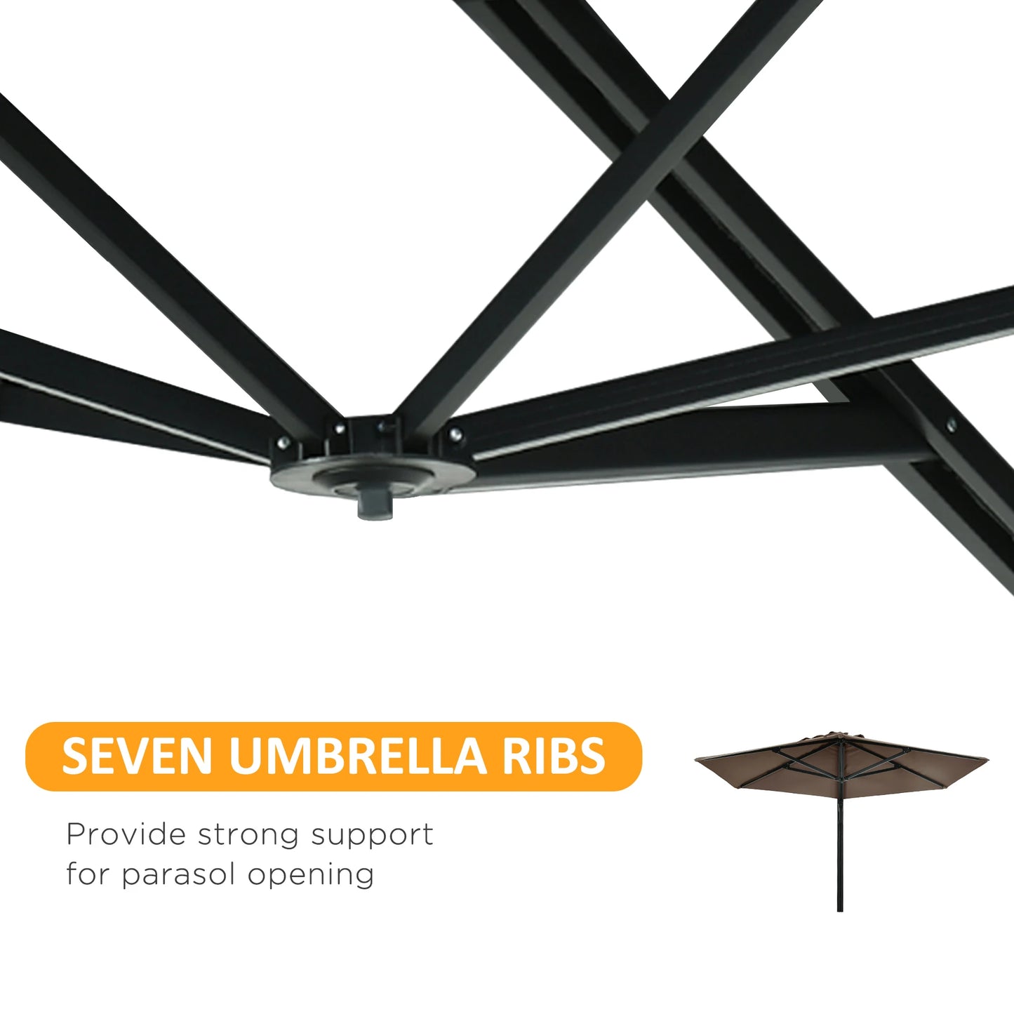8 ft Wall Mounted Umbrella, 180° Rotatable Canopy, Khaki Sun Umbrellas at Gallery Canada