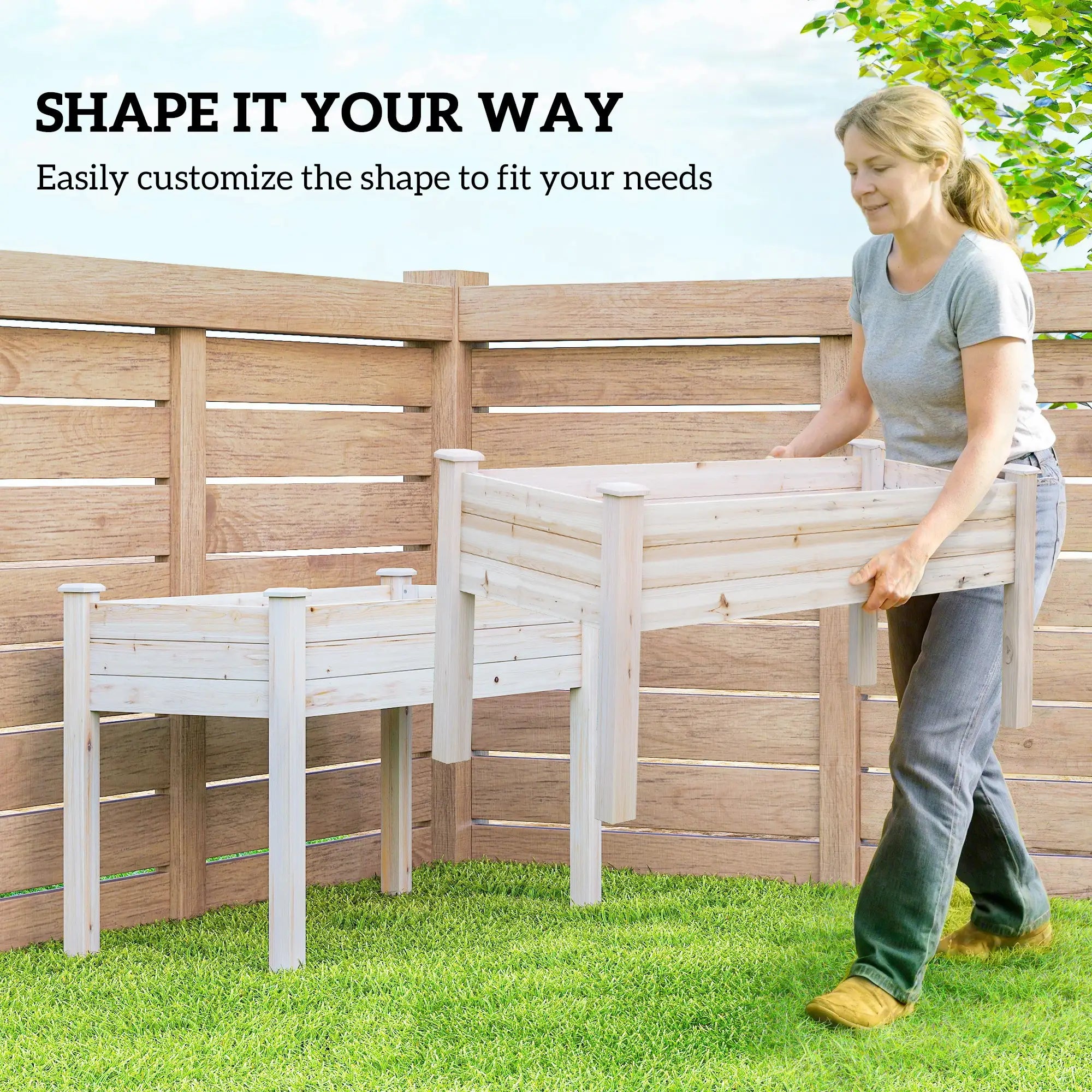 2-Tier Wood Plant Stand, Raised Bed for Flowers Vegetables Herbs Elevated Garden Beds at Gallery Canada