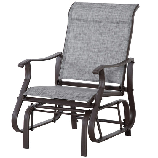 Outdoor Glider Chair, Steel Frame, Mesh Fabric, Garden, Grey Outdoor Gliders Brown, Grey at Gallery Canada