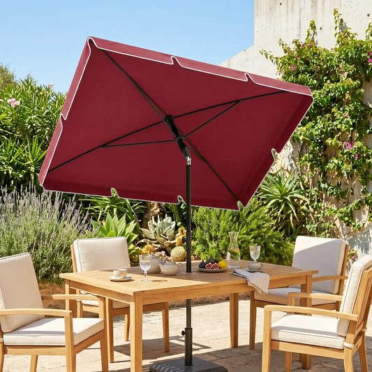 6.5x4ft Rectangle Tilt Adjustable Patio Umbrella, Red Sun Umbrellas Red and Black at Gallery Canada
