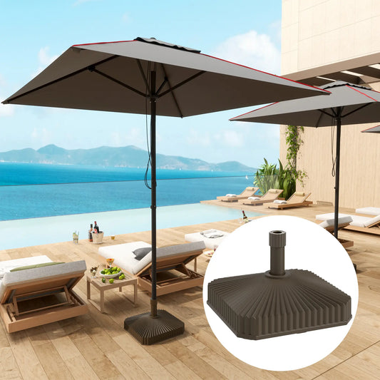 Heavy Duty Outdoor Umbrella Stand Base, 17.7" L x 17.7" W x 11.8" H, Brown Umbrella Bases Brown at Gallery Canada
