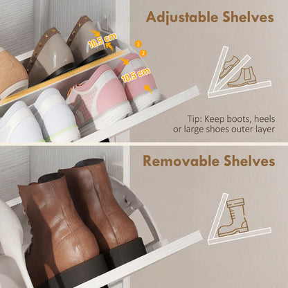 Shoe Cabinet, 2 Flip Drawers, Narrow Boho, White Shoe Storage Cabinets & Racks at Gallery Canada