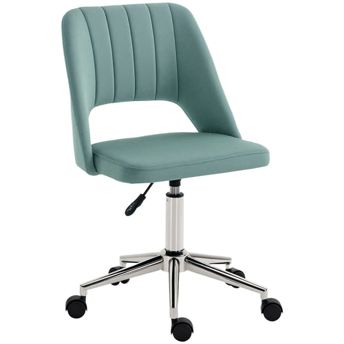 Velvet Fabric Mid Back Office Chair, Swivel Scallop Shape, Green