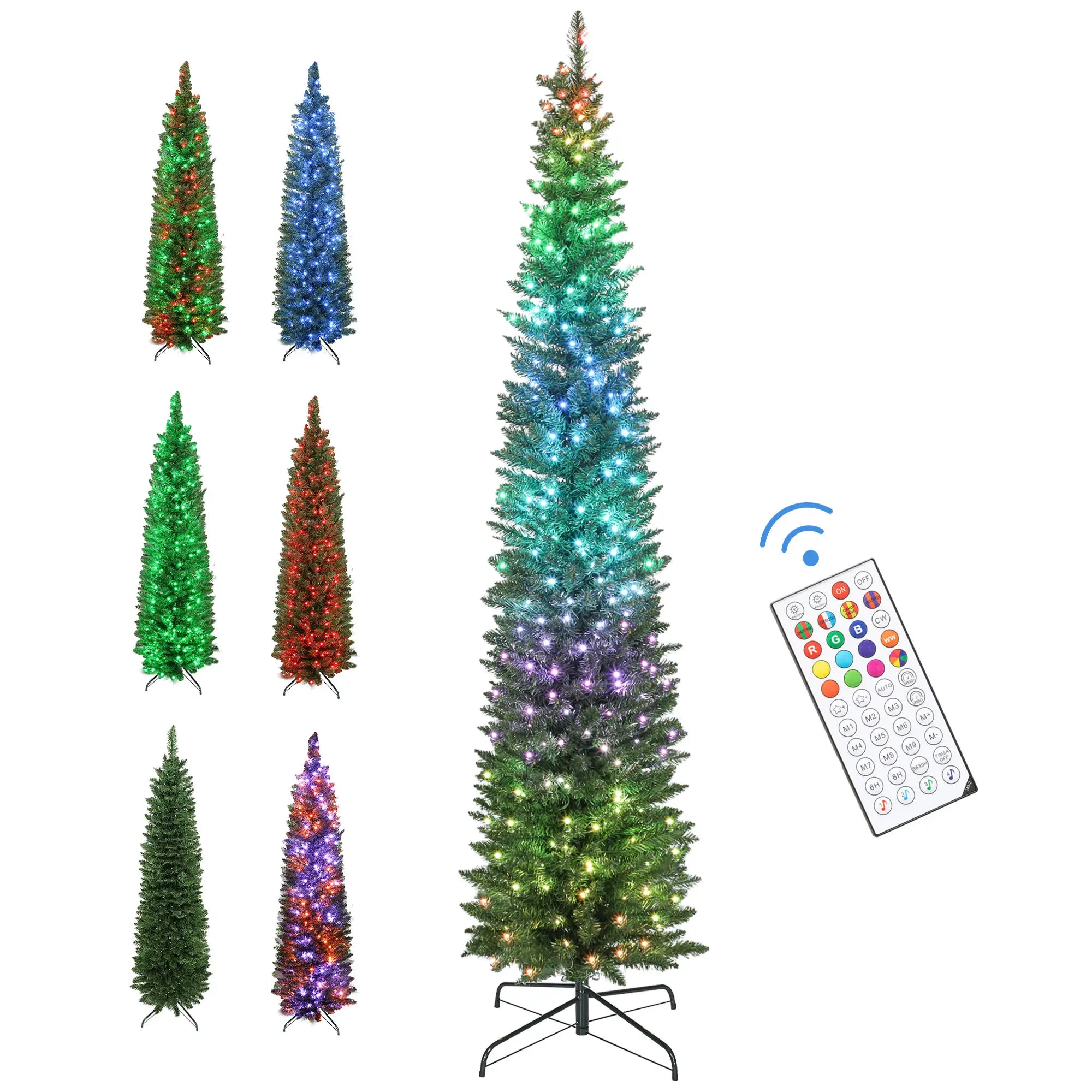 7.5ft Christmas Tree, Colorful DIY LEDs, Hinged Pencil, Remote, Timer, Green Pencil Christmas Trees at Gallery Canada