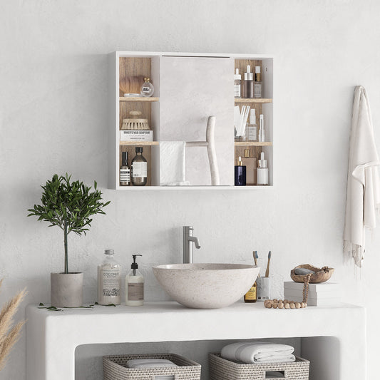 Wall-Mounted Bathroom Medicine Cabinet with Mirror, Over Toilet Bathroom Vanity Cabinet White &; Oak - Gallery Canada